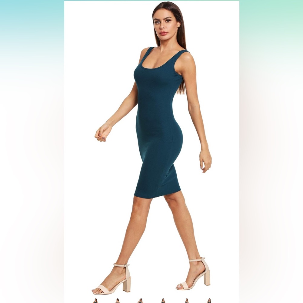 💜 Ribbed Midi Sleeveless Bodycon Dress-L